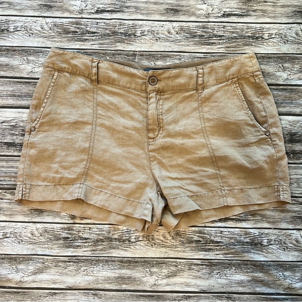 Michael Stars Tan Women’s Casual Linen-Blend Shorts